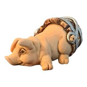 Vtg Italian JB Ronca Resin Pig in a Pail Minatare Figurine Hand Painted 1988 2X1